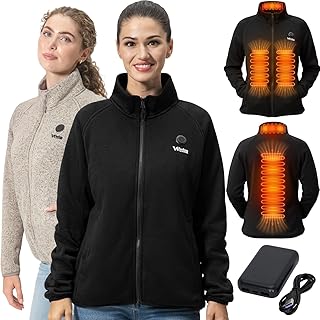Weston Women’s Heated Fleece Jacket – Rechargeable Electric Heated Jacket, With or Without Hood