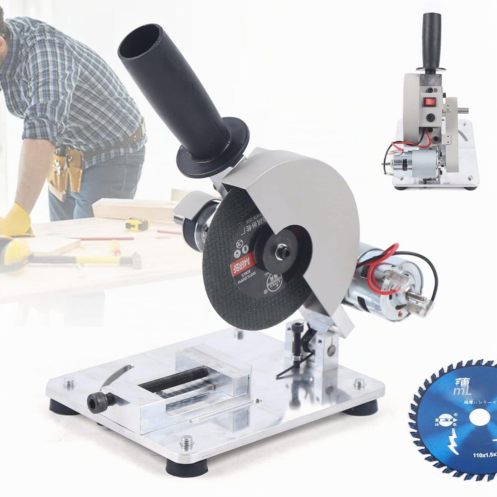 Sierra ingletadora portátil de 4 pulgadas, 0 – 45 °, 9000/rpm, portátil, minisierra de mesa, sierra para metal blando, madera, plástico