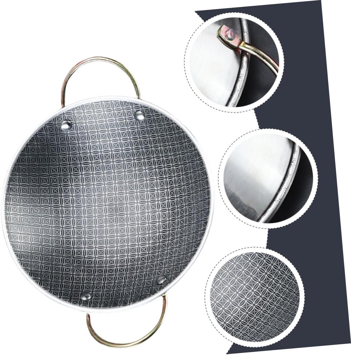 Paella Pan Double Handle Cooking Pan Stainless Steel Griddle for Kitchen