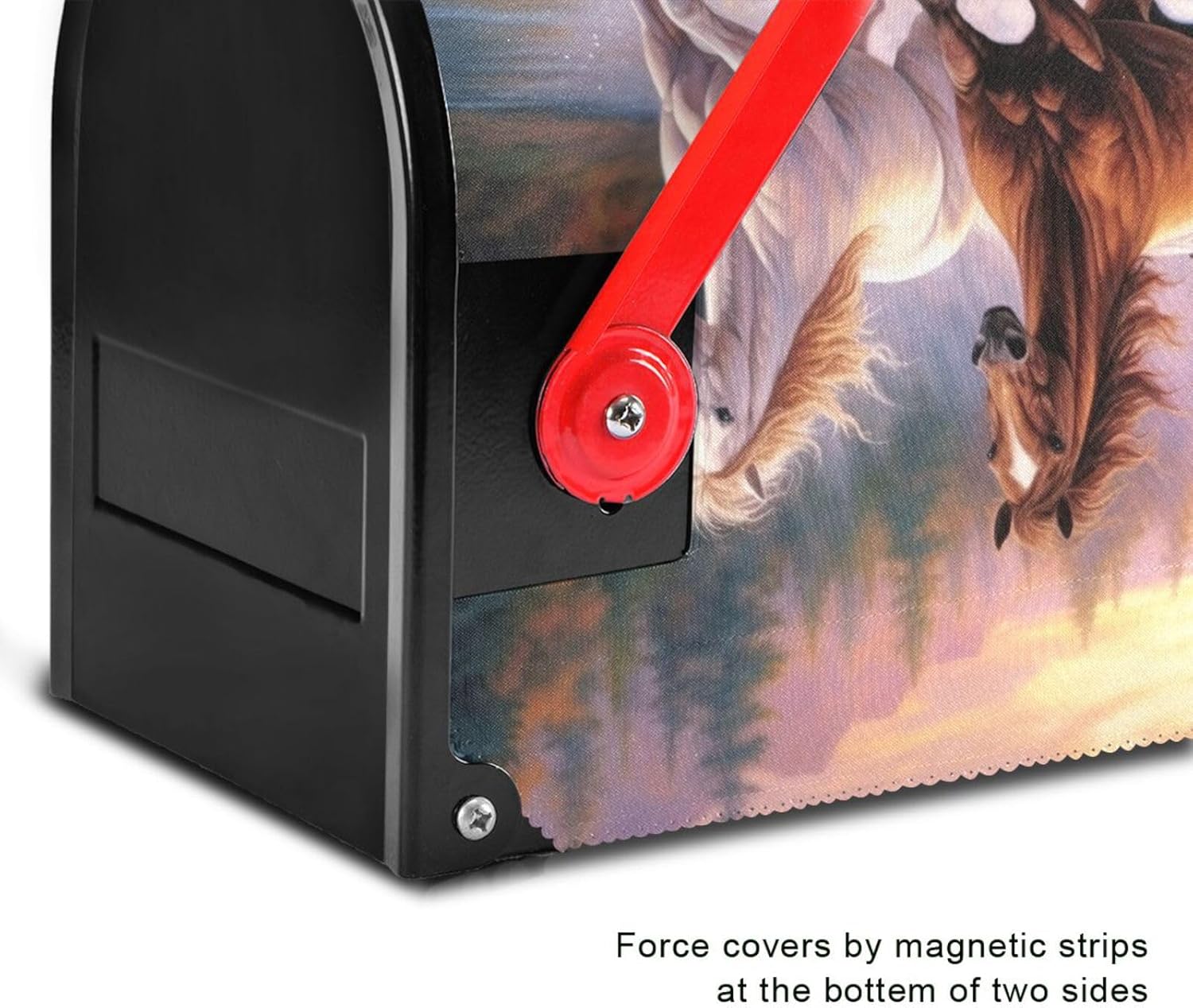 Horses Running Spring Mailbox Cover Magnetic Post Letter Box Wraps for Garden Yard Standard Size 18"x20.7"