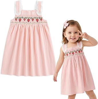 Simplee kids Toddler Girl Summer Dress, Embroidery Sundress, 12M-6T