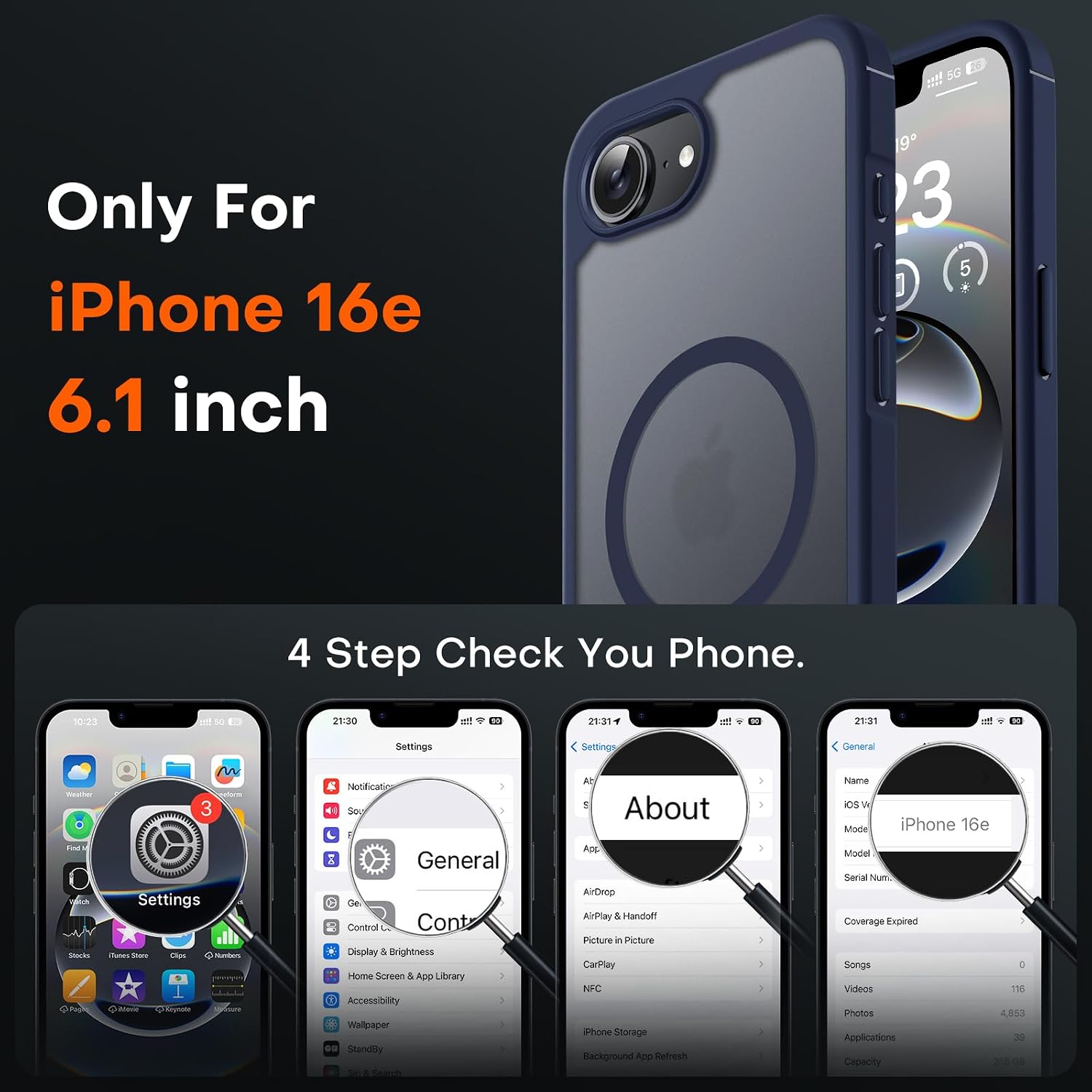 TOCOL Magnetic for iPhone 17e/16e Case, Upgraded Full Camera Protection, Compatible with Magsafe, Drop Protection, Translucent Matte Back Bumper for iPhone 17e/16e 6.1-Inch (Blue) thumbnail