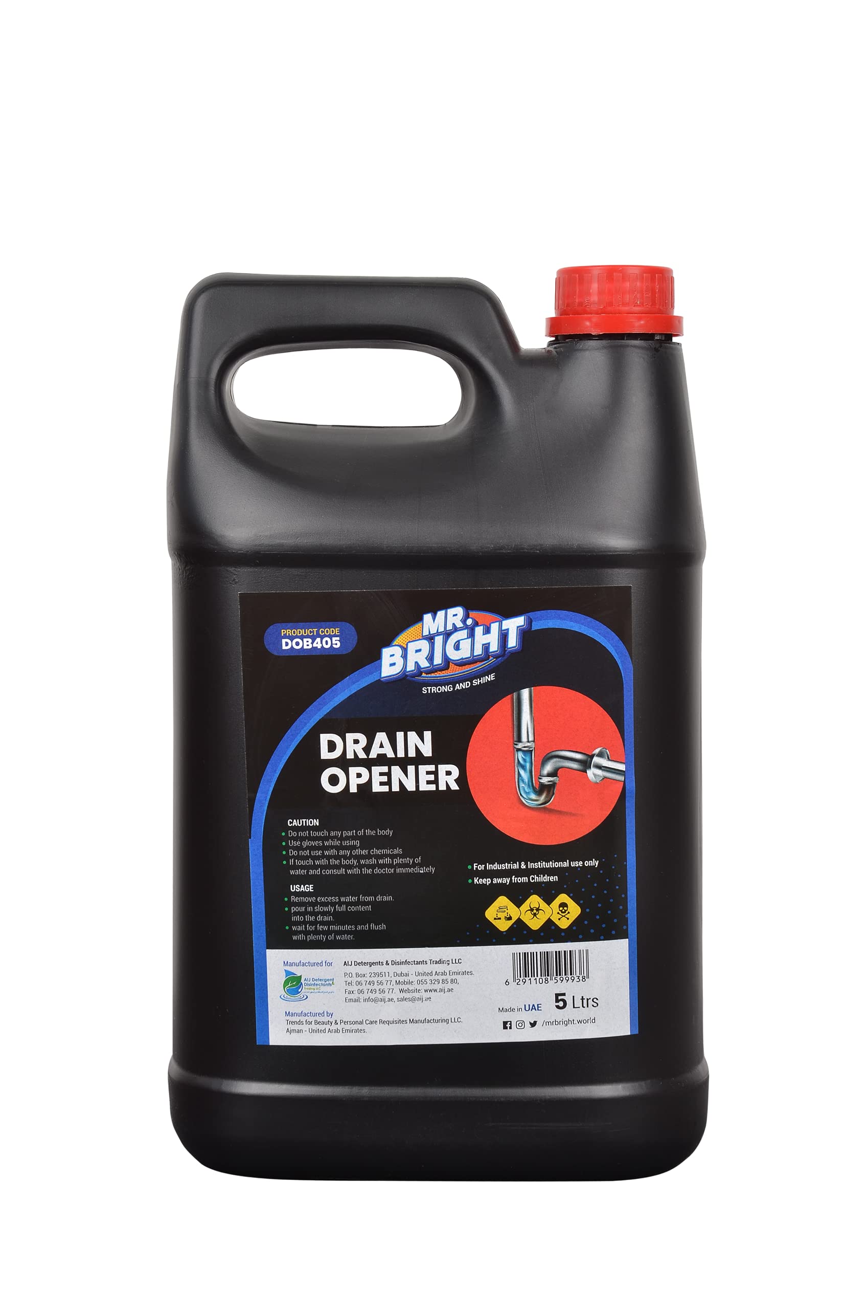 Mr Bright Powerful Drain Opener - Removes Clogs in Sinks, Bathtubs, Limescale Clogs, and Toilets Unblocker, Drain Uncloger 5 Liter