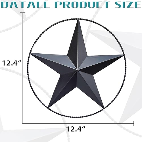 Miniatura 7 de Decoración de pared de estrella de granero negra de 12.4 pulgadas, estrellas de metal para exteriores o interiores, decoración de pared de casa de