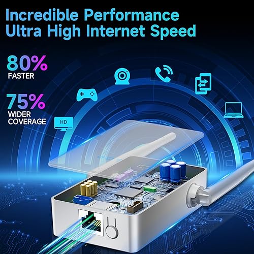 Miniatura 3 de Amplificador de señal WiFi 2026, amplificador de Internet de nueva generación para el hogar, 4 veces más rápido, cubre hasta 10,000 pies cuadrados,