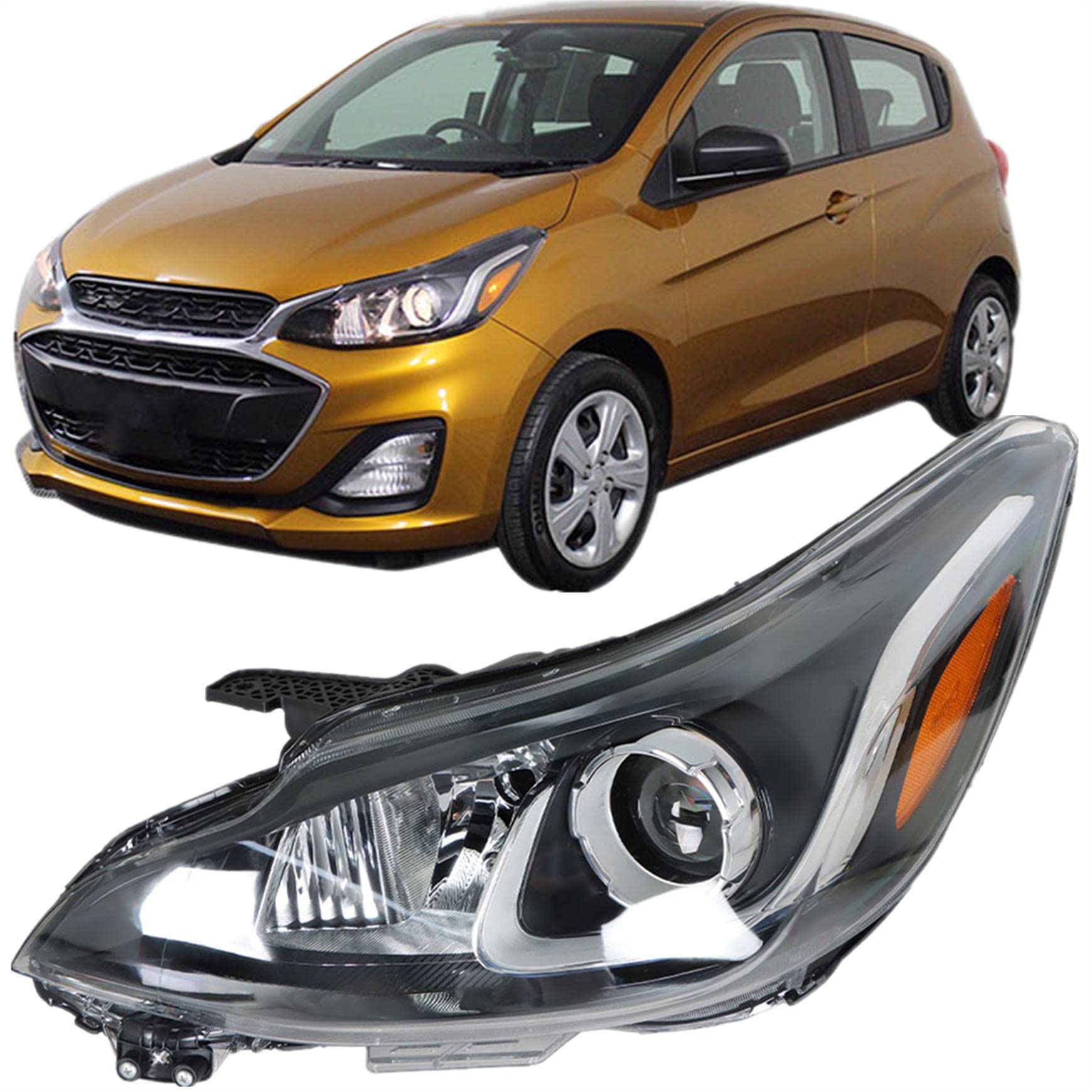 Photo 1 of Silscvtt Replacement for 2019 2020 2021 2022 Chevy Spark LS/LT Headlight Halogen Type Bumper w/o DRL Type Headlamp Left Driver Side