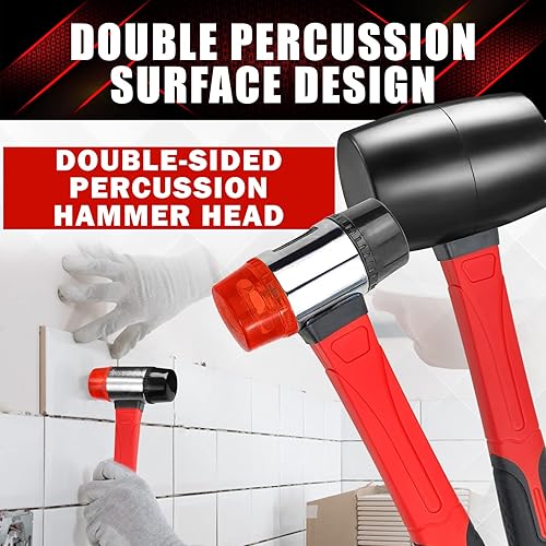 Miniatura 4 de YIYITOOLS Juego de martillos de 2 piezas, mazo de goma de 16 onzas y mazo suave de doble cara de 1.575 in apto para construcción y renovación