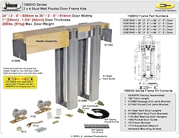 Johnson Hardware 1500 Series Commercial Grade Pocket Door Frame for 2x4 Stud Wall (36 Inch x 84 Inch)