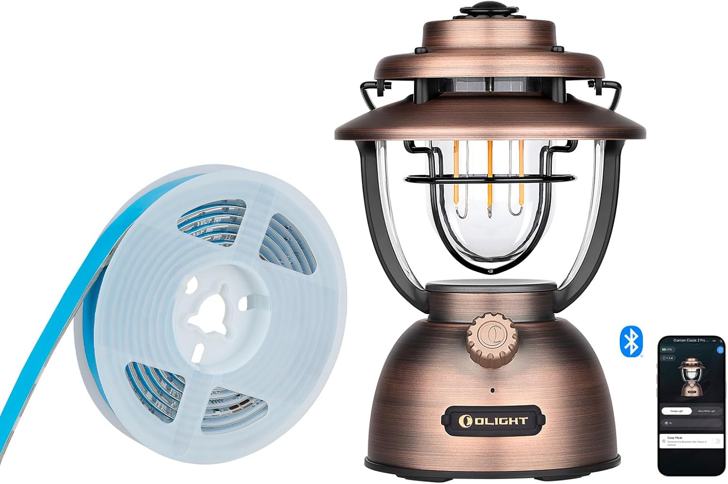 OLIGHT Ostrip2 Extend LED Strip Light Bundle with Olantern Classic 2 Pro APP Control Camping Lantern