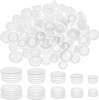 Framendino, 100 Pack Clear Salt and Pepper Shaker Stoppers Round Plastic End Caps Plug Replacement for Pots Bottles Pipes (1/2 in, 9/16 5/8 11/16 7/8 in)