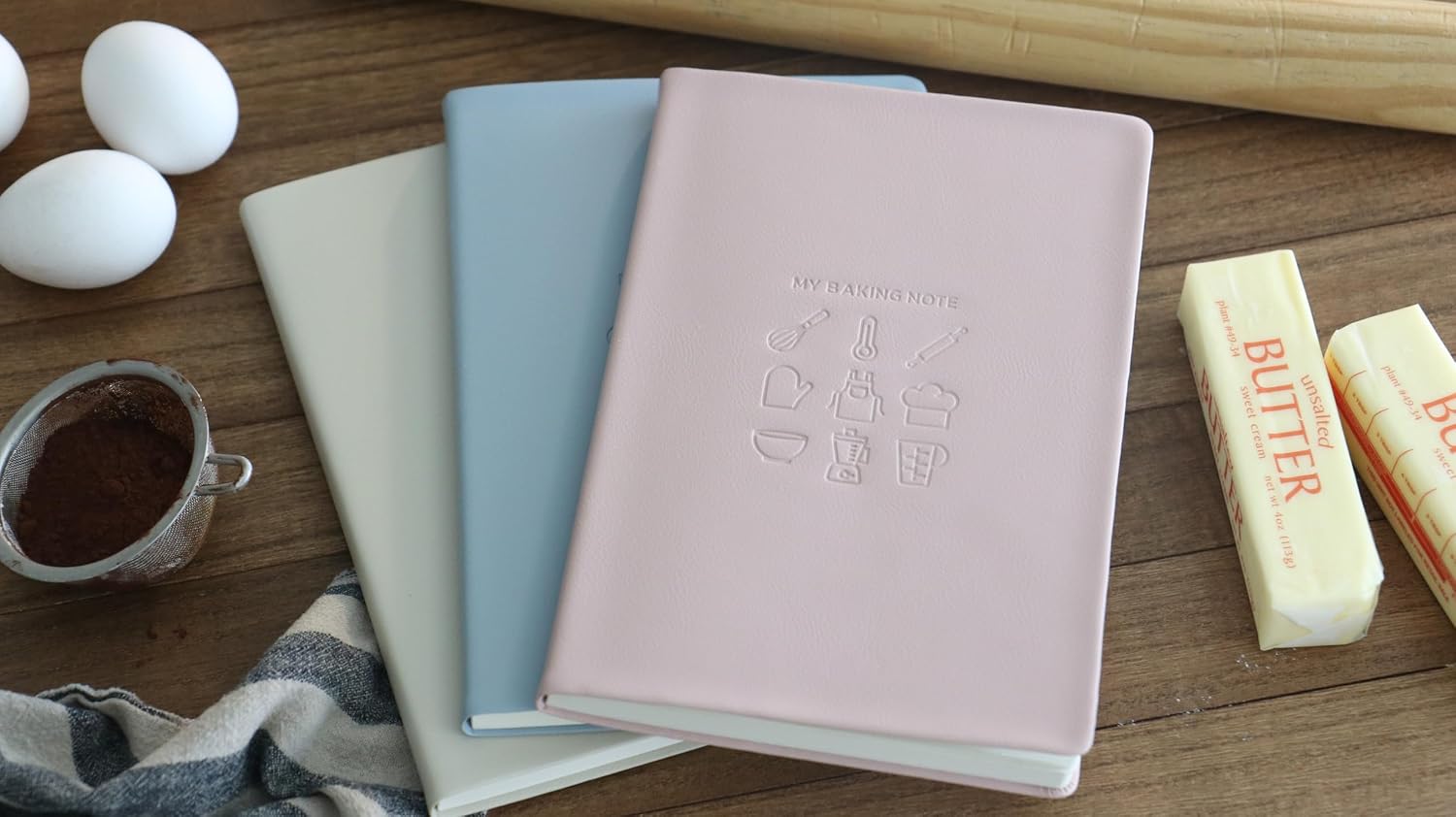 OROM J'ADORE Bakers Recipe Notebook Bread Making Recipe Journal for Own Recipes Soft Vegan Leather Recipe Book (5.9" x 8.6",144 page) (Skyblue)