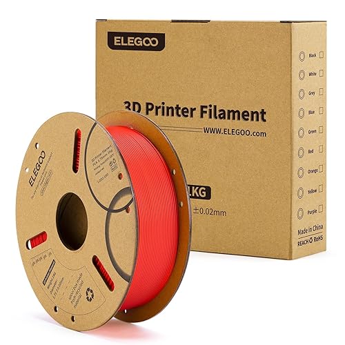 Miniatura 8 de ELEGOO Filamento PLA 1.75mm Rojo 1KG, Filamento para Impresora 3D con Precisión Dimensional +- 0.02mm, Carrete de Cartón de 1kg (2.2lbs) Filamento