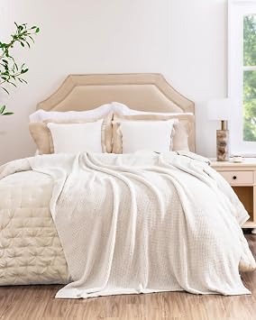 Buttery Soft Knit Throw Blanket for Couch, Reversible Fuzzy Knitted Blanket, Cozy Warm Plush Lightweight Decorative Throw for Sofa Bed, 60x80in, Beige