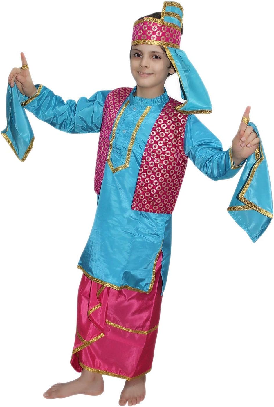 Kaku Fancy Dresses Indian State Punjabi Dance Costume for Kids, Ethnic Punjabi/Bhangra Costume for Boys