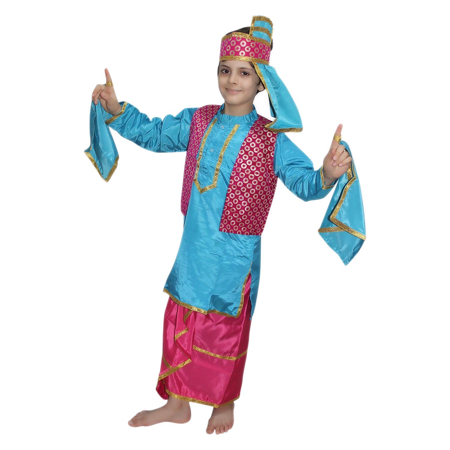 Kaku Fancy Dresses Indian State Punjabi Dance Costume for Kids, Ethnic Punjabi/Bhangra Costume for Boys