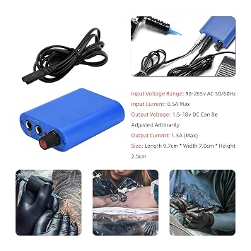 Complete Tattoo Pen Kit, Lightweight Tattoo Machine 10Pcs Cartridges Needles Blue Power Supplies Tattoo Kit for Beginners