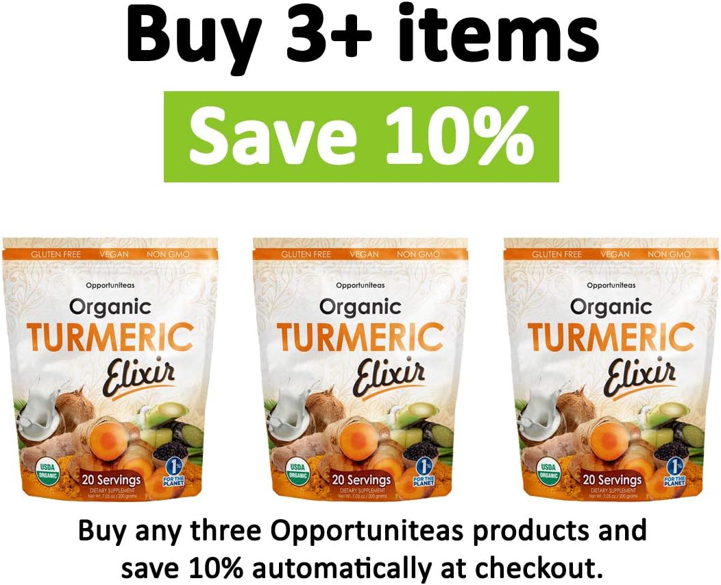 Organic Turmeric Elixir: Golden Milk Powder Joint Support Supplement. Non GMO, Vegan, Gluten Free & 20 Servings