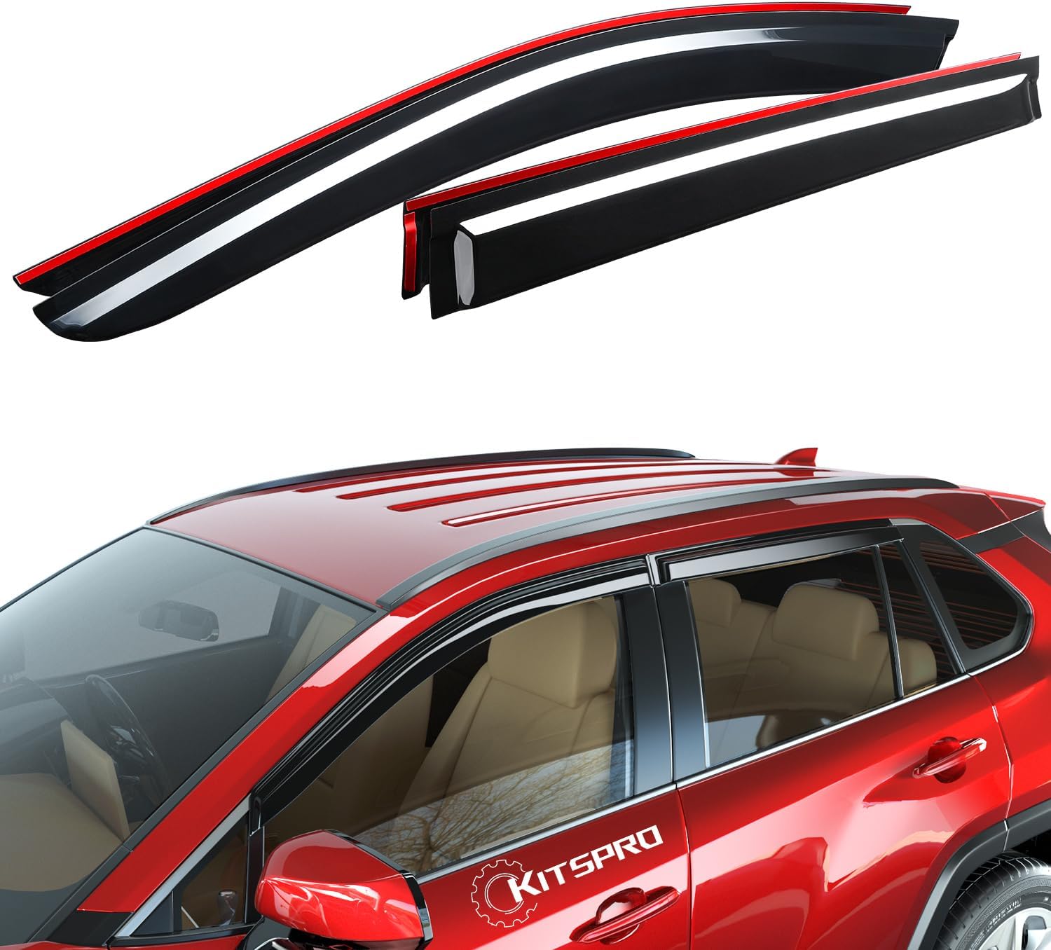 KitsPro Window Deflector Rain Guards for 2020-2023 Subaru Outback Vent Deflectors Window Visors, Dark Smoke Outback 2020-2023 Tape-On