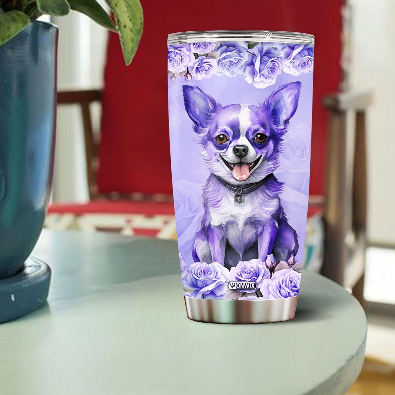 Personalized Chihuahua Gifts for Women Dog Owner Gift for Mom Wife Birthday Christmas Mothers Day Valentine 20oz Insulated Stainless Steel ThermosTumbler Water Bottle Coffee Mug with Lid