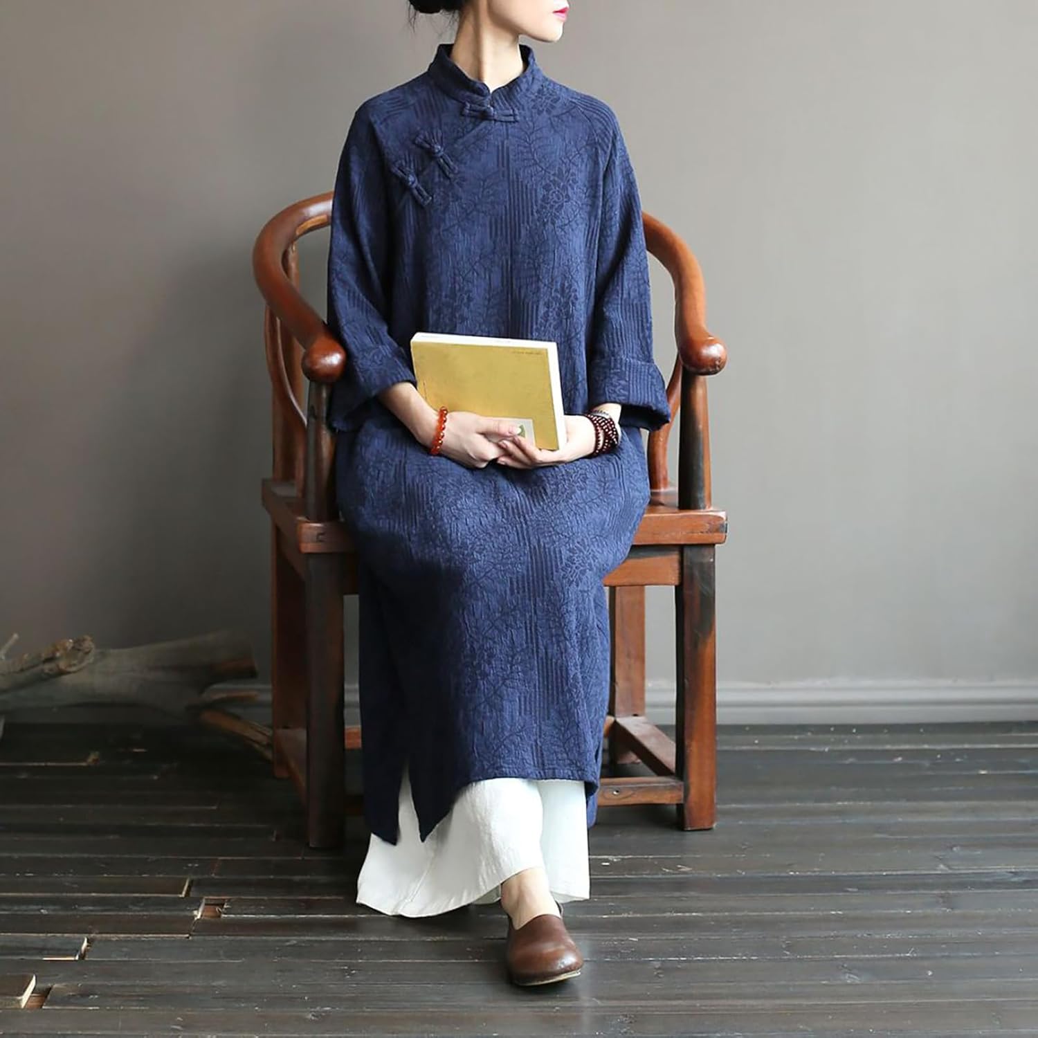 LUZU JUNU Spring Women Dresses Chinese Dress Traditional Collar Vintage Cotton Linen Robe Cheongsam Dresses - Image 7