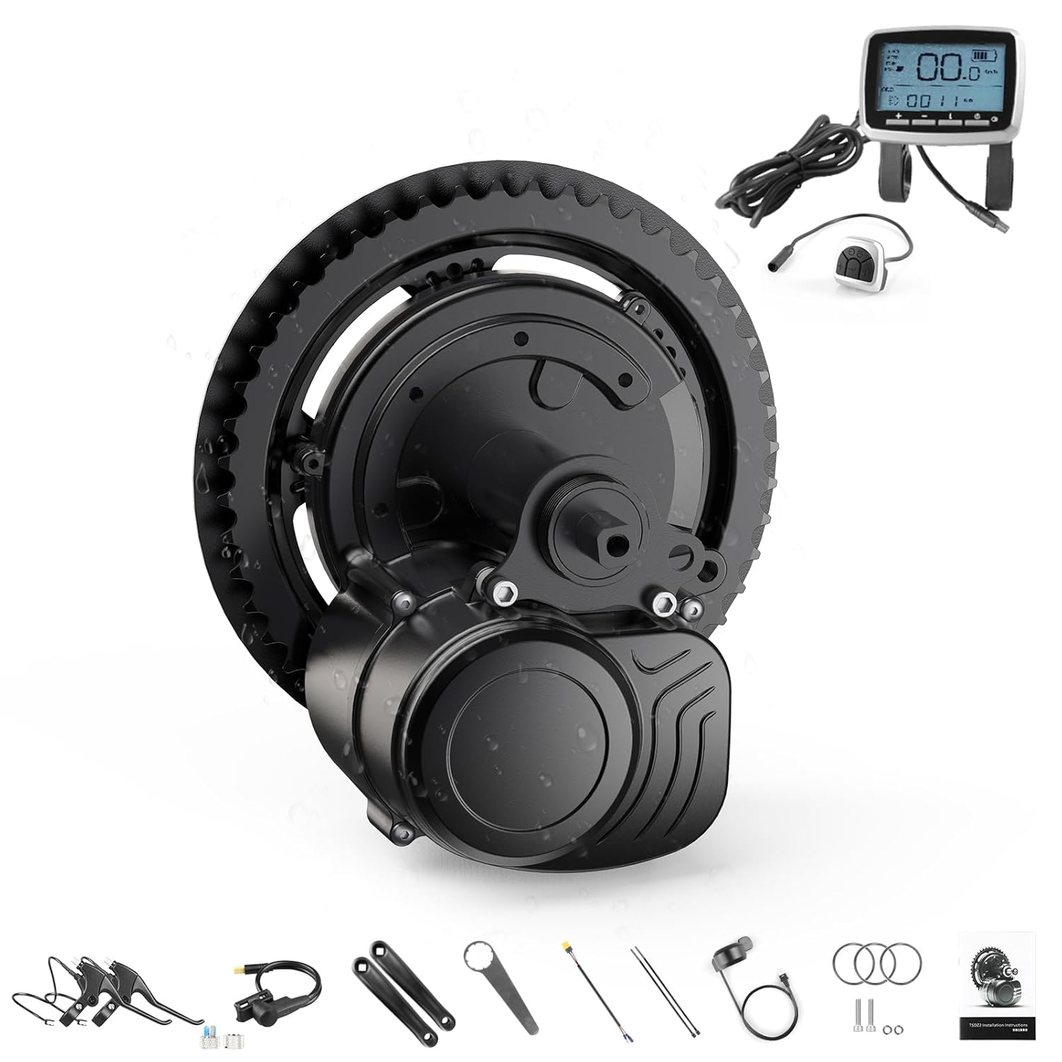 Tongsheng Mid-Drive Kit with Battery(Optional) 48V500W Torque Sensored Drive Motor DIY Ebike Conversion Kit for 68-73MM Bottom Bracket Mountain Bike,Citybike,Tricycle
