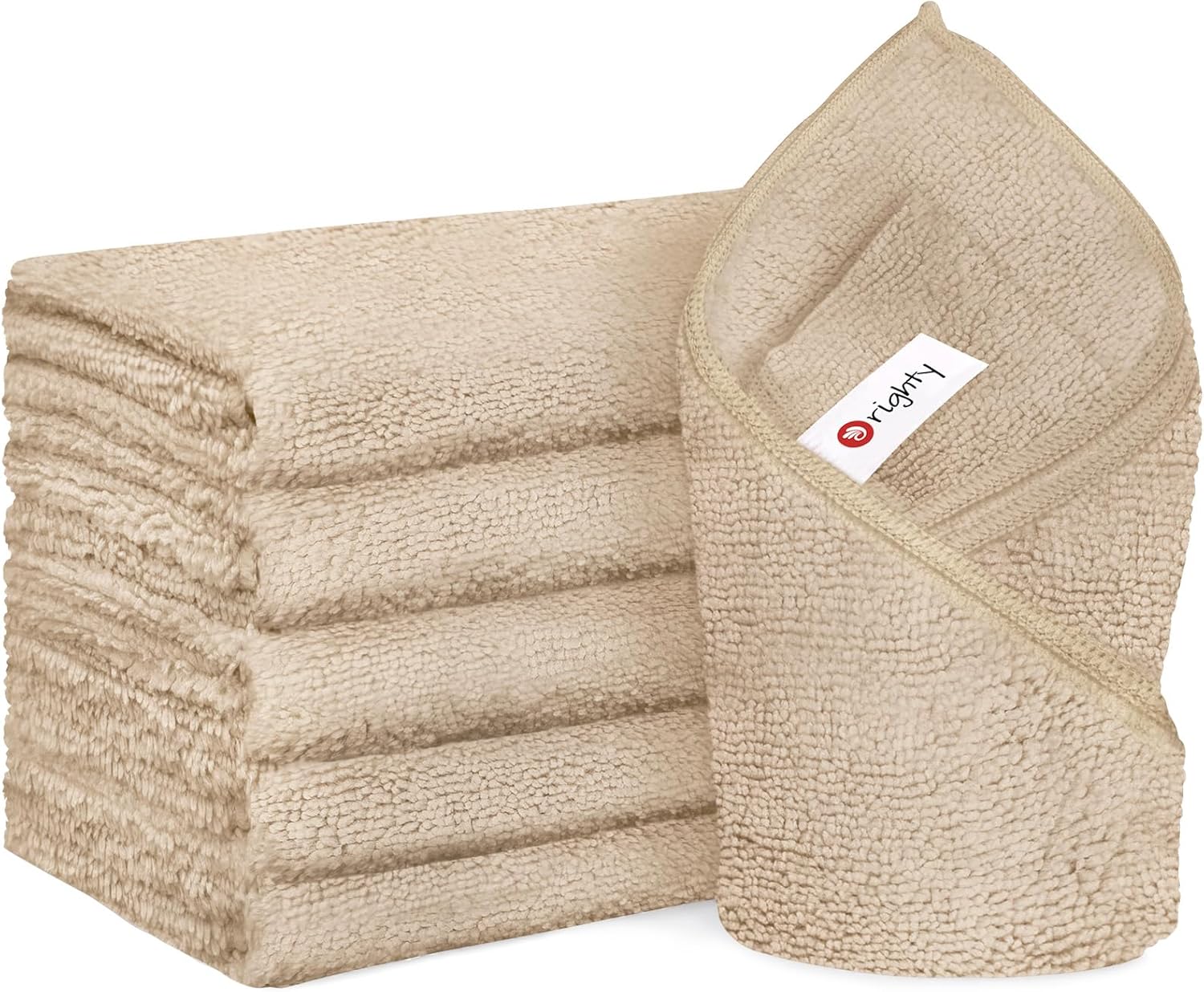 Orighty 6 Pack Brown Hand Towels – Quick Drying & Absorbent Microfiber Gym Towels 16×28 inches – Lightweight & Thin White Yoga Towel – Multi-Purpose Camping Towel for SPA, Hotel & Bathroom