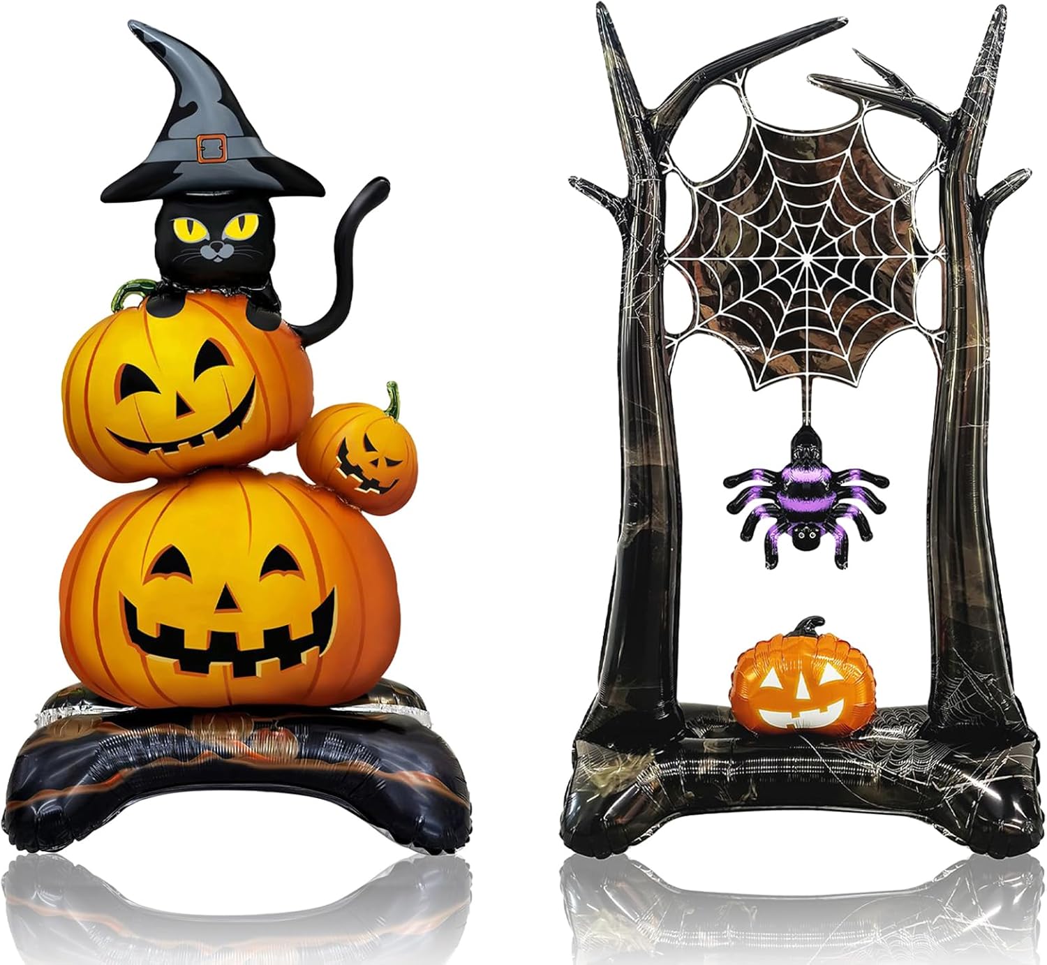 2Pcs Halloween Standing Balloons, Balloon Sets, Foil Balloons, Black Cat Pumpkin, Spider Web Pumpkin Balloon for Halloween Decoration Decor Kits Party