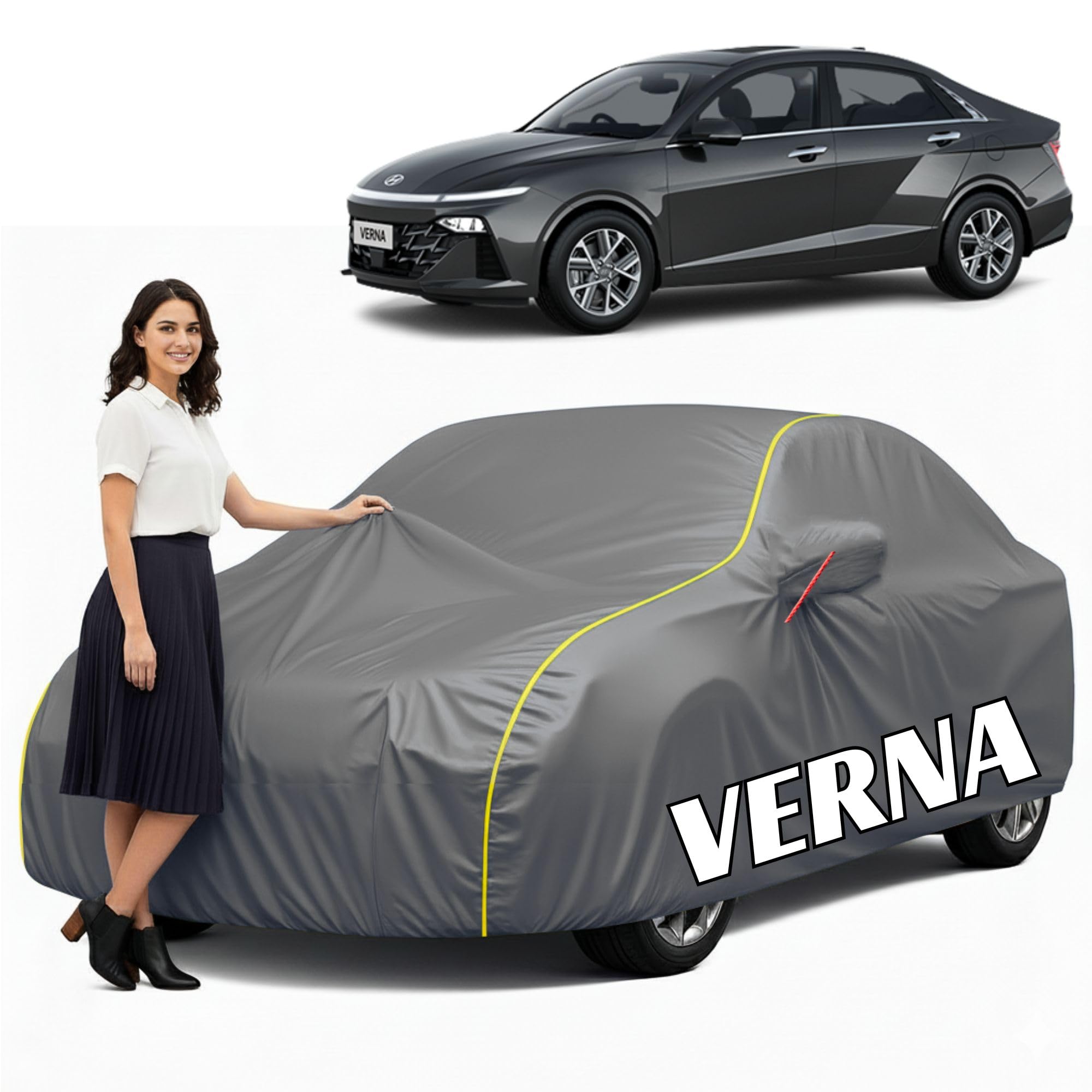 100% Waterproof Car Cover for Verna (All Models & Years) - Custom Fit with Mirror Pockets, Triple-Stitched, Soft Inner Lining, UV & Heat Resistant, Outdoor/Indoor Protection-image-25