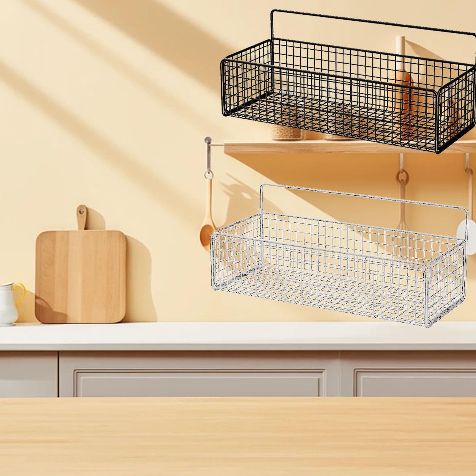Nikou Wandregal Ohne Bohren – Hängeregister Aus Eisen, 15 X 15,5 X 36 Cm, Klebefreie Montage, Vielseitig Für Küche, Bad, Schlafzimmer Oder Studentenwohnheim, Platzsparend