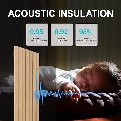 Miniatura 3 de Yuzzy Paneles de madera para pared, paneles acústicos de listones de madera de nogal oscuro de 9 pies, 4 unidades, paneles de pared modernos que