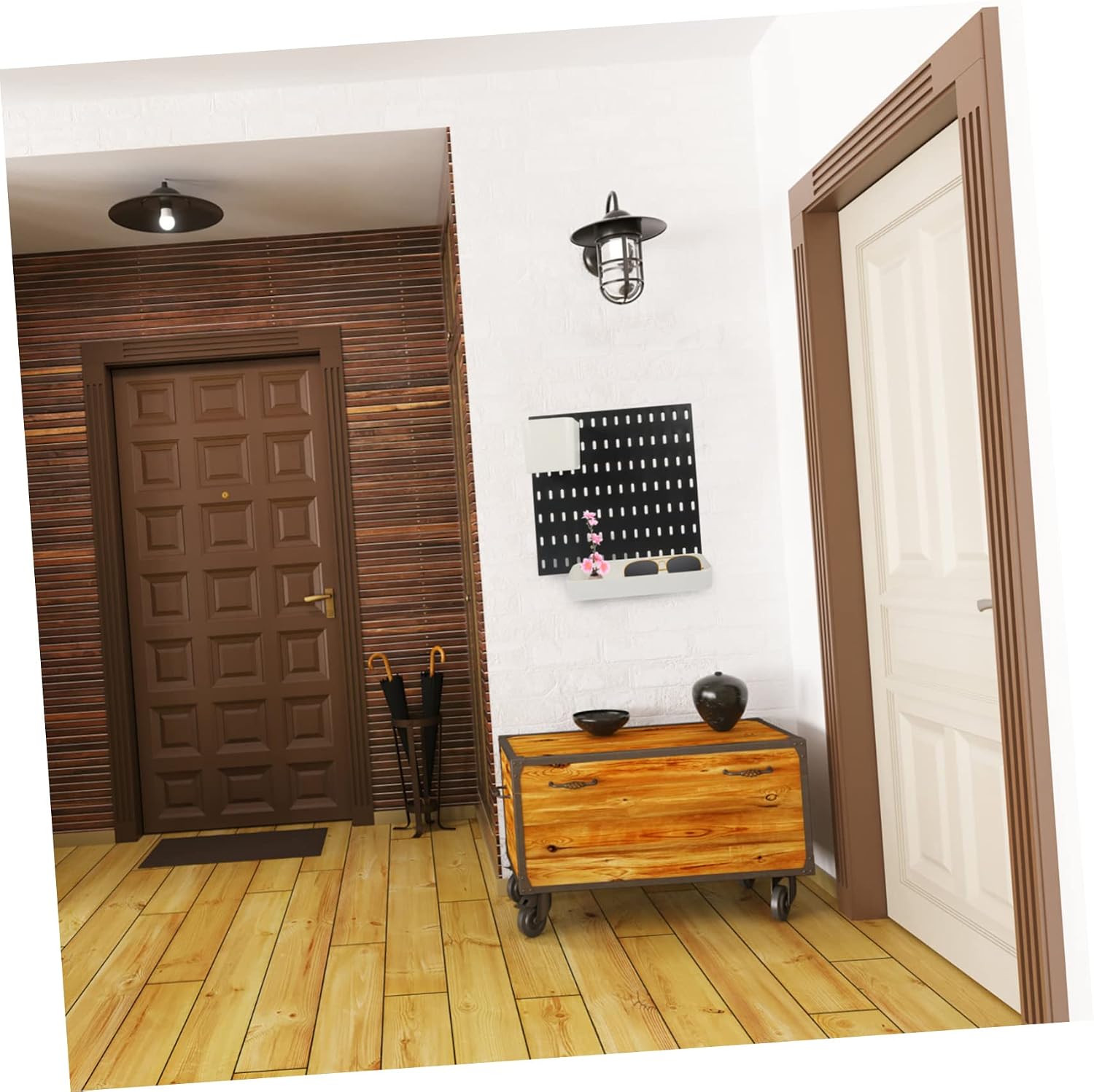 1set Wall-Mounted Pegboard Organizer Kit Storage Bins No-Punch Design for Kitchen Office Bathroom and Bedroom Strong Load Capacity Easy Assembly