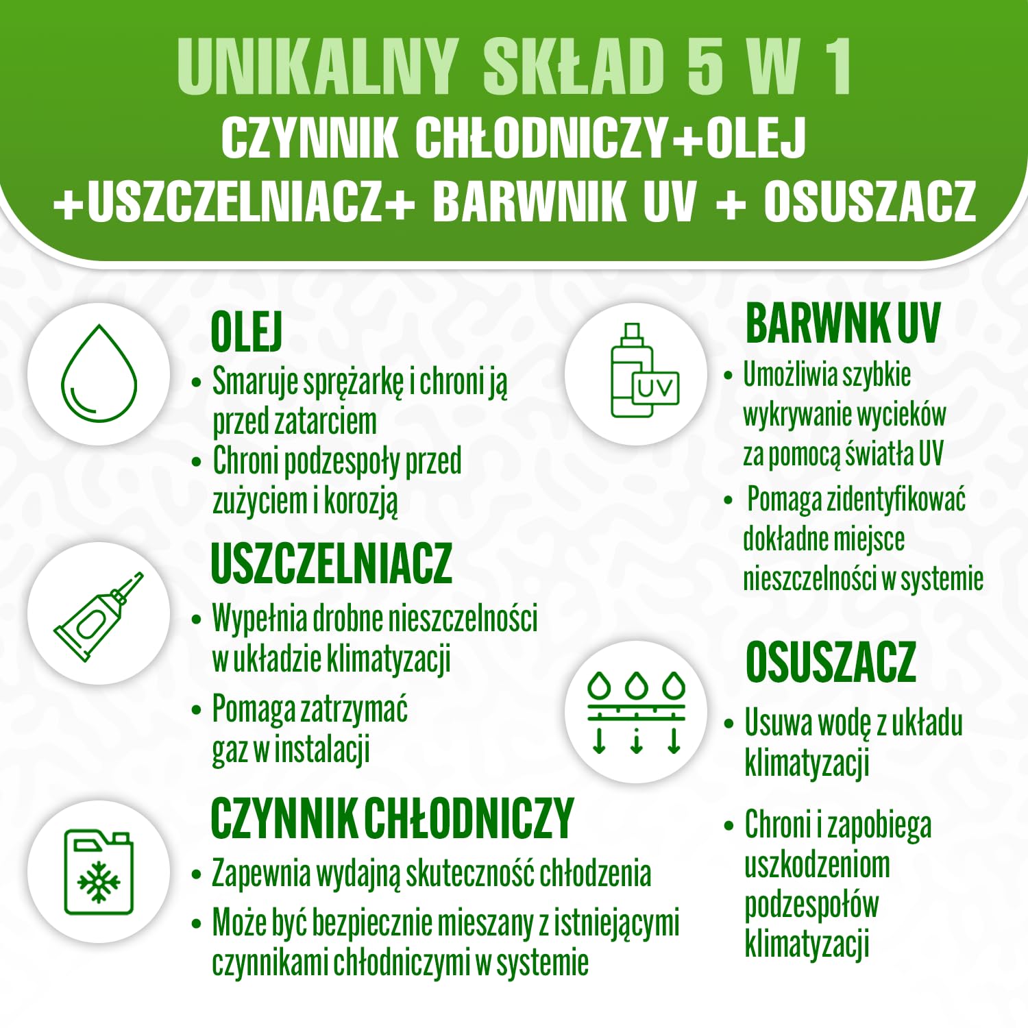 5in1 – 2x Gaz R134a i Olej + 2x Czynnik Chłodniczy R134a 5in1 XL 235g Każda Puszka, do Samochodowej Klimatyzacji z Olejem, Uszczelniaczem, Barwnikiem UV, Środkiem Osuszającym + Wąż