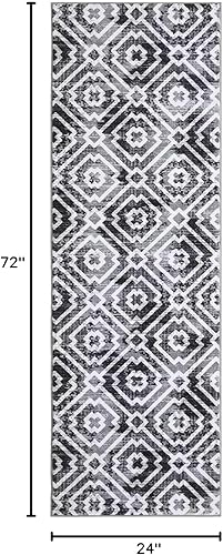 Miniatura 41 de COZYLOOM Alfombra marroquí vintage de 8 x 10 pies para sala de estar, antideslizante, lavable, alfombra retro con estampado geométrico moderno, gris