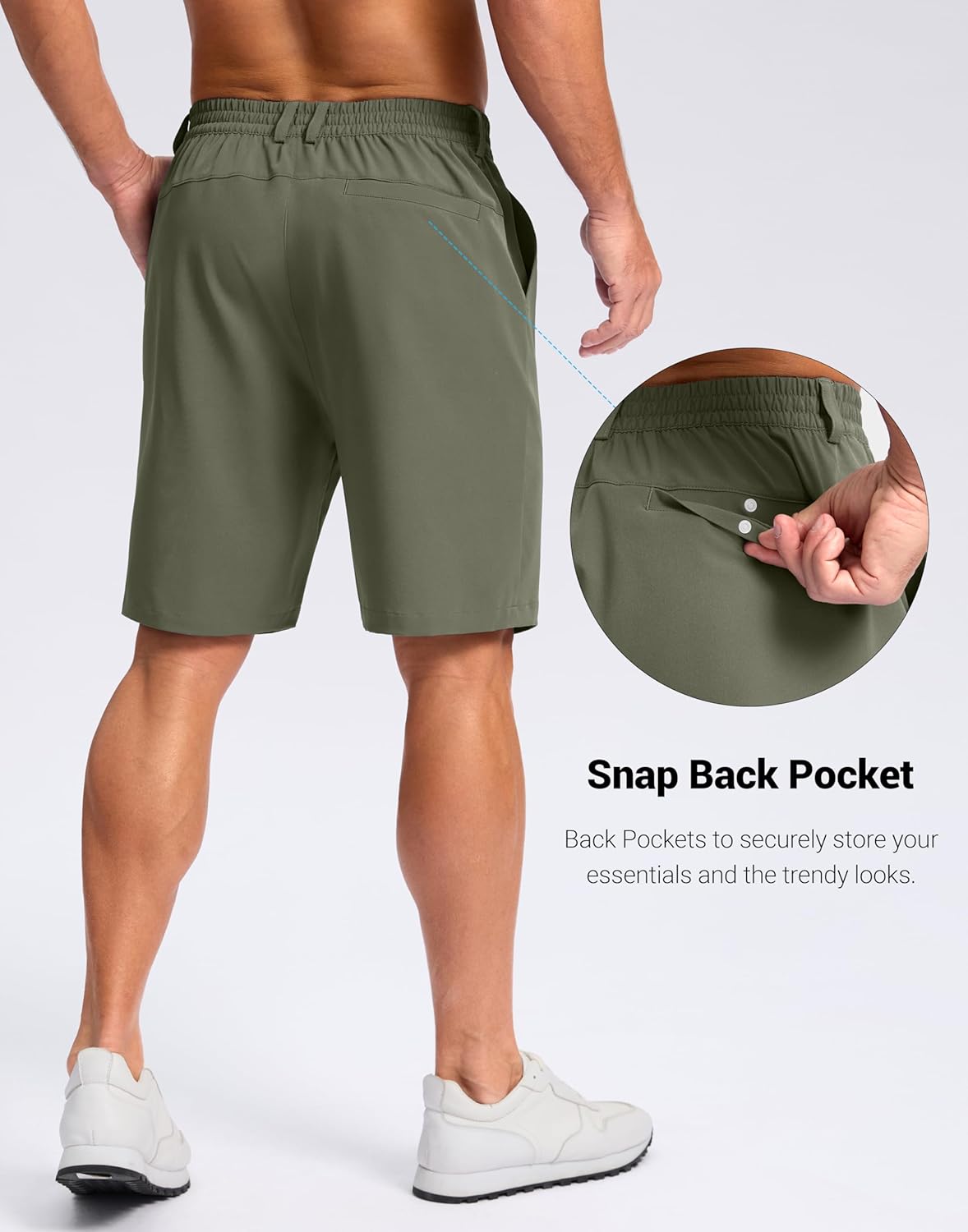 Pudolla Men's Lightweight Dress Shorts 11" Long Golf Shorts with 3 Pockets Stretch Quick Dry for Casual Travel - Image 4