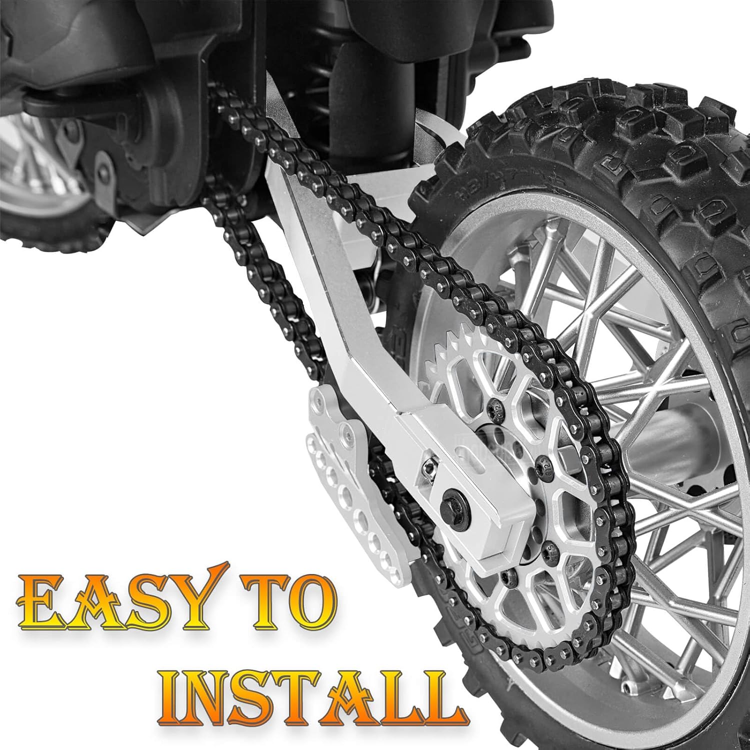 Steel Roller Chain&Rear Swing Arm&Rear Hub Chain Sprocket Gears&Front Sprocket&Chain Guard Protector&Rear Wheel Hub Hex Upgrades for L0Si 1/4 Promoto-MX Motorcycle RTR FXR,Silver