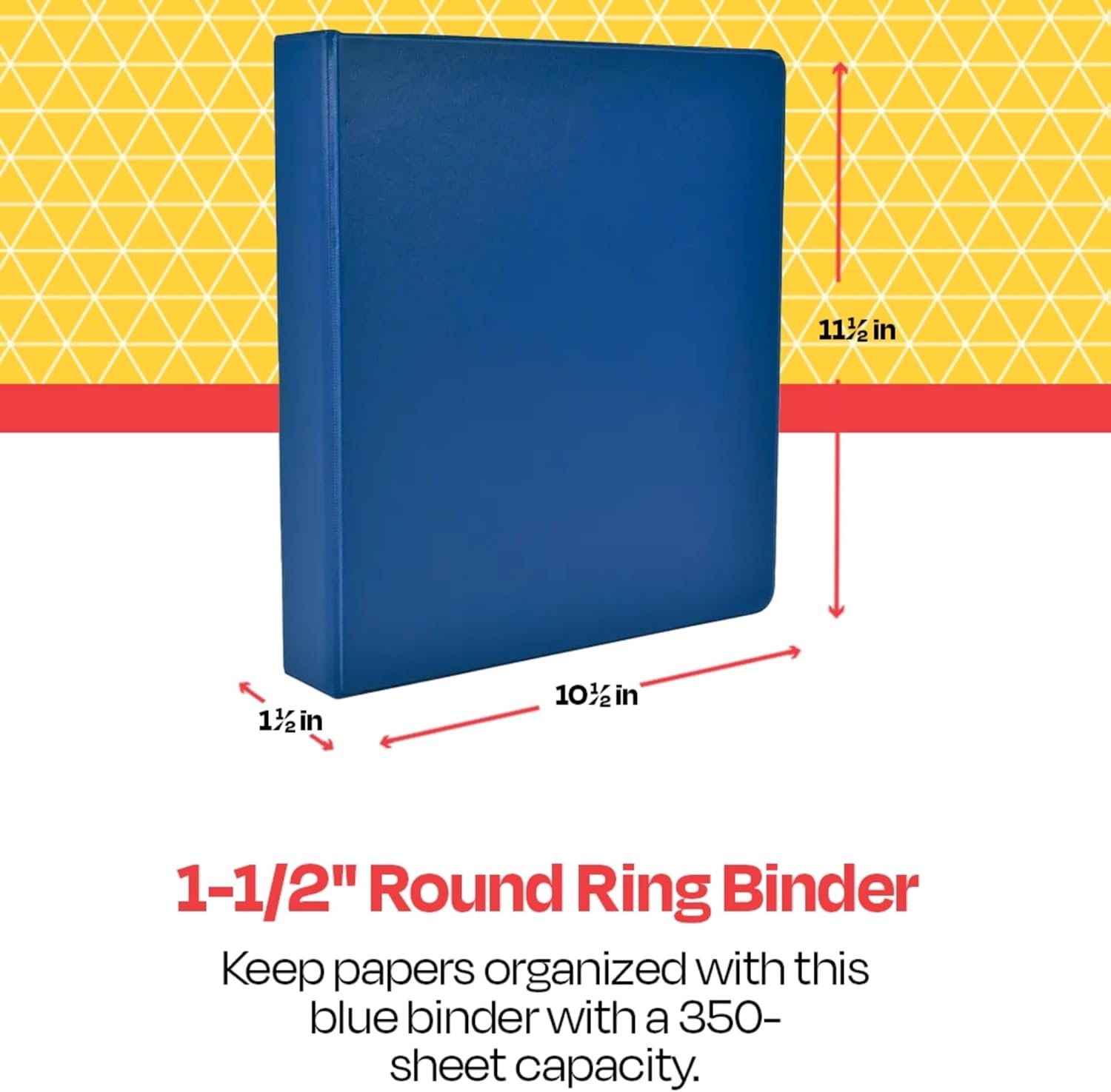 School Smart Polypropylene Round Ring Binder, 1-1/2 Inch, Blue