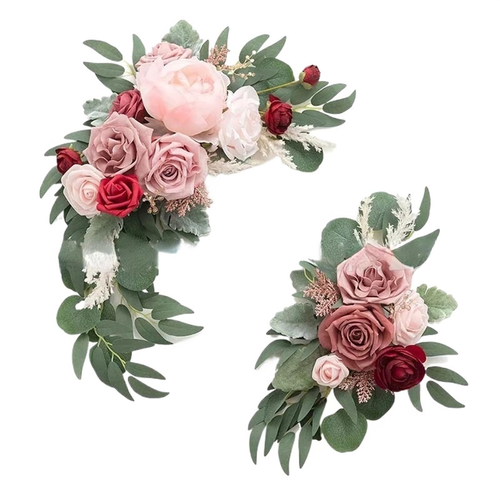 WJIAYAO Artificial Wedding Arch Flowers Kit 2pcs Artificial Wedding Arch Flowers Rose Party Garland Ceremony Flower Backdrop Decoration Fake(022)