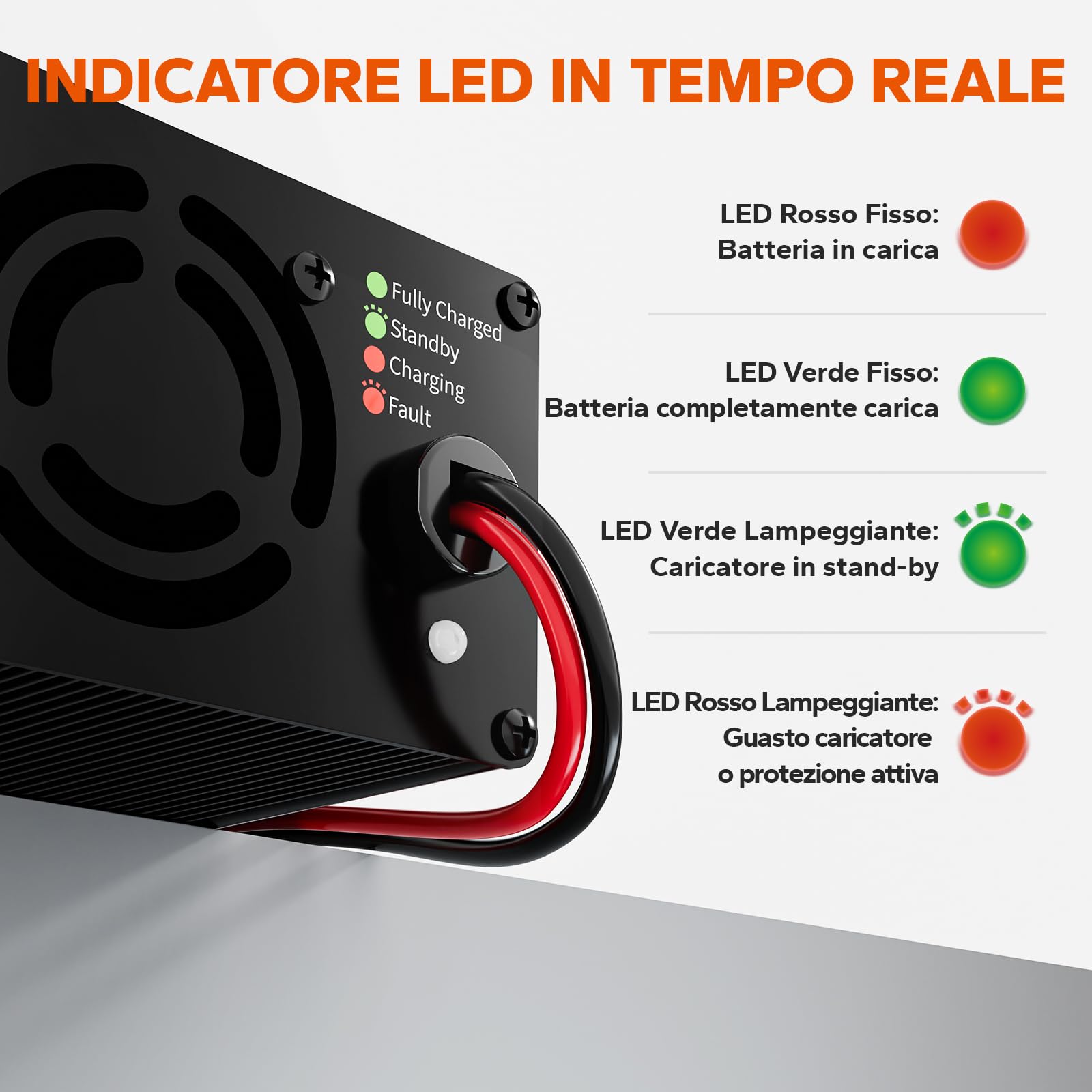 LiTime 12V 20A Caricabatterie per Batterie Litio, 14,6V 20A AC-DC Caricatore con Connettori Anderson e Indicatori LED, Caricabatterie LiFePO4 12V per Camper, Case, Off-Grid e Solari