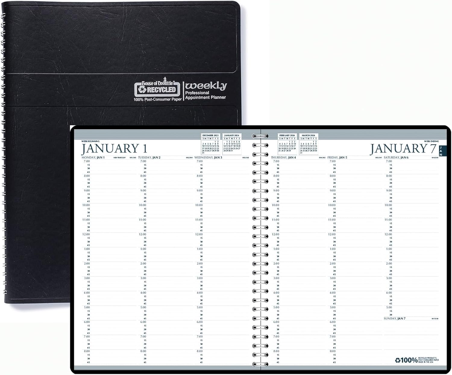 House of Doolittle 2017-2018 Two-Year Professional Weekly Planner, Black, 8.5 x 11" (HOD272002-17)