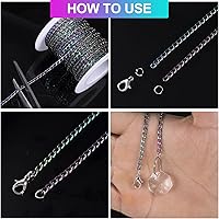 Vista 8 de PAGOW - Cable trenzado colorido sin soldar, de 16.4 pies, 5 yardas, cadenas de joyería para hacer joyas, collar de eslabones con carrete de 0.118 x