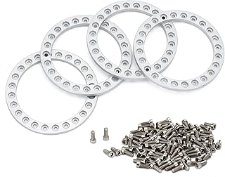 INJORA 1.9 Beadlock Wheel Ring CNC Out Beadlock Rings for 1.9 Wheels Rim 1/10 RC Crawler Axial SCX10 AXI03007 90046 Traxxas TRX4(Silver)