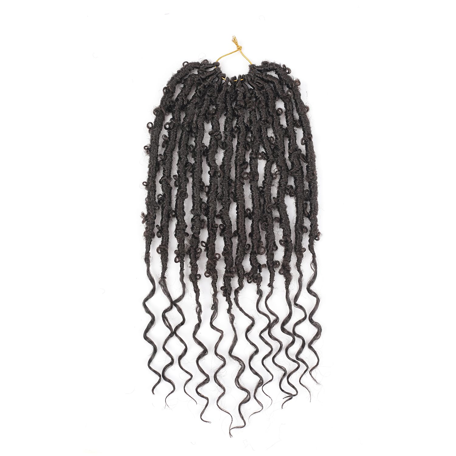 Short Butterfly Locs Crochet Hair With Goddess Locs Curly Ends 14 Inch Distressed Butterfly Faux Locs Synthetic Soft Locs Hair Extensions (14 Inch, 6packs,4#)