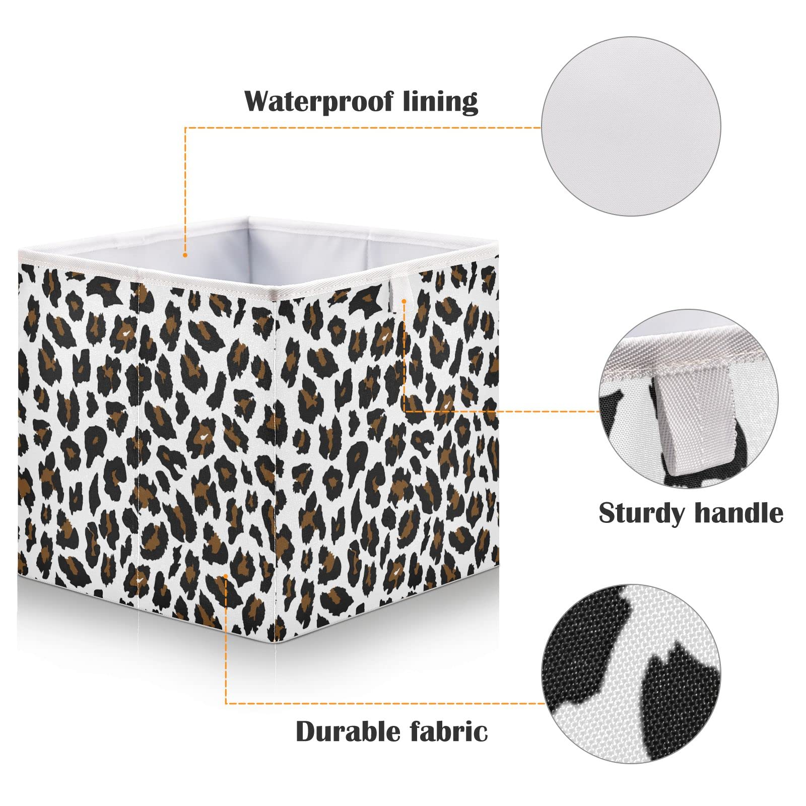 Safari Animal Storage Bins – Elephant Zebra Leopard Print Organizer With Handles, 2 Pack | For Toys, Clothes, Shelves