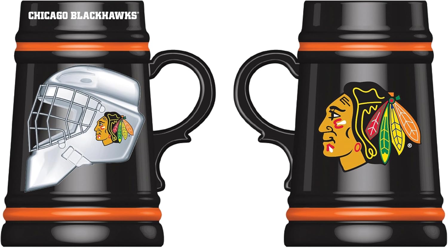 Team Sports America NHL Chicago Blackhawks Ceramic Stein Cup with Handle, 24 oz. Beer Stein Mug, Drinking Cups For Bar, Alcohol, Beverages, Coffee, Teas, Gift for Hockey Fans