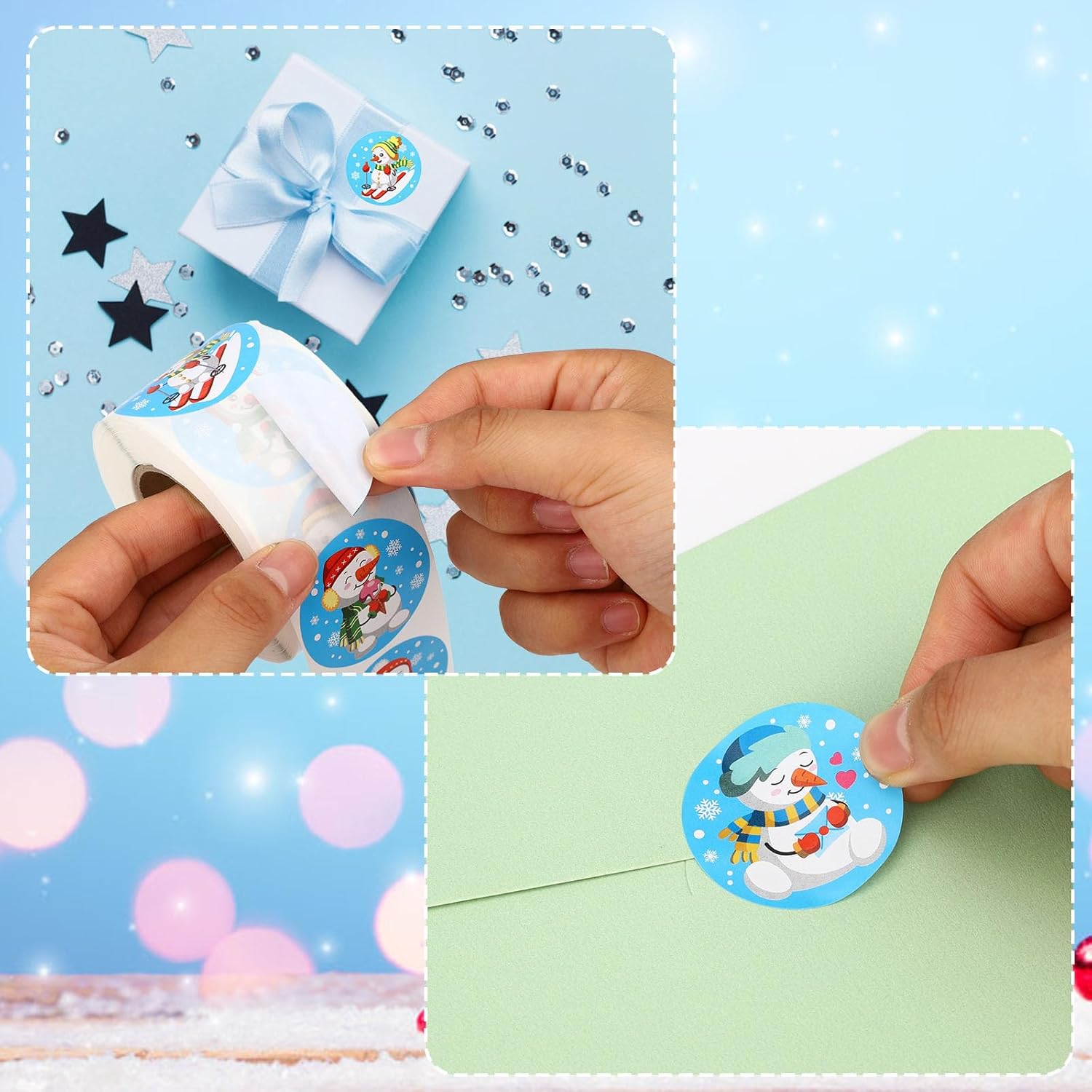 500pcs Snowman Stickers, 38mm/1.5in Cute Personalized Christmas Sticker Roll Round Seal Labels for Envelope Gift Greeting Card Teacher Reward Birthday Holiday Party Decor - Image 5