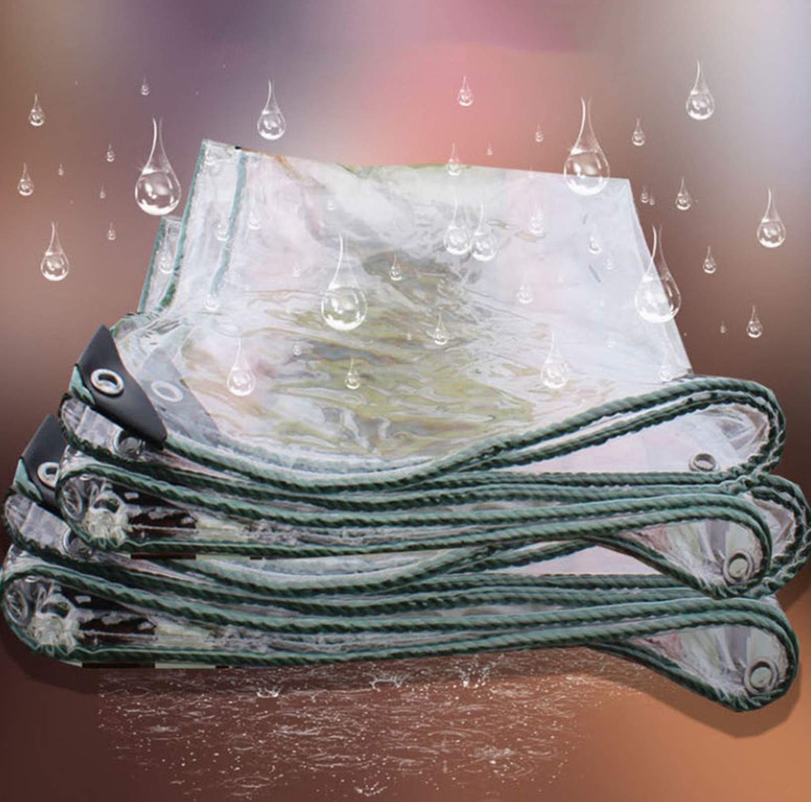 przezroczysta plandeka z PCW, odporna na rozdarcia, odporna na rozdarcia, izolująca miękka folia PVC, z oczkami, do ogrodu na zewnątrz, rozmiar do personalizacji (1,8 x 5 m/5,9 x 16.4ft)
