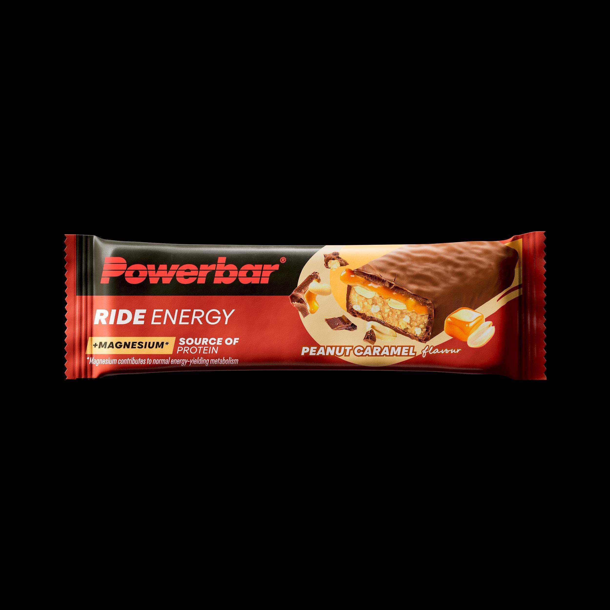 Powerbar - Ride Energy - Peanut Caramel - 18x55g - Kohlenhydrat Eiweissriegel - Magnesium - kollagenfrei