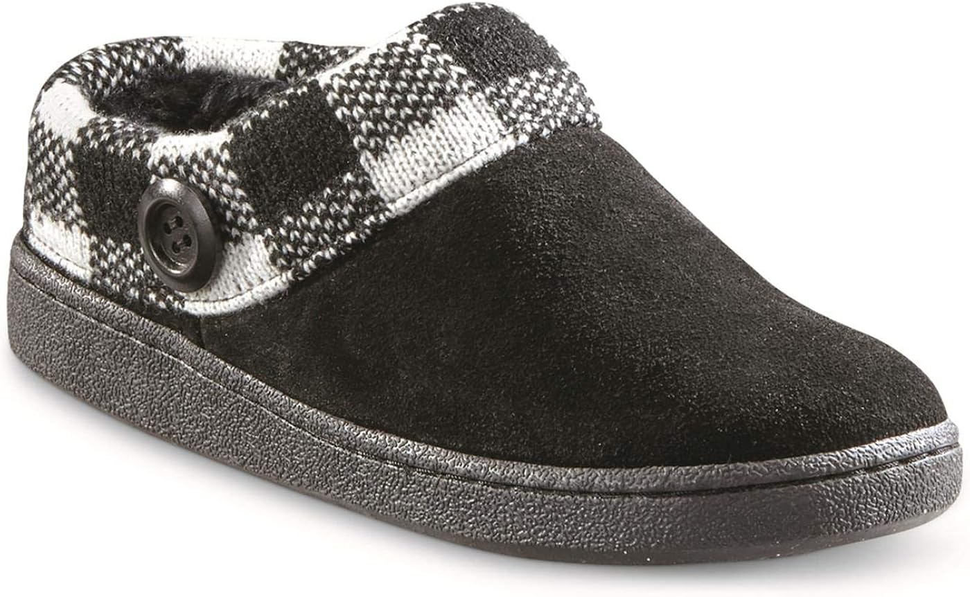 Guide Gear House Slippers For Women, Bedroom Suede Clog Slippers With Sweater Button Collar Indoor Outdoor