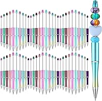 Vista 8 de Kosiz 60 unidades de bolígrafos de plástico con cuentas, bolígrafos de bola con tinta negra para niños, estudiantes, regalos, suministros de oficina