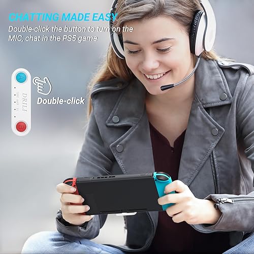 Miniatura 3 de DRILI Adaptador Bluetooth para SwitchLite, equipado con micrófono de 0.138in, compatible con conexiones duales, compatible con SwitchLite, PS4, PC,